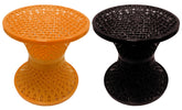 Kuber Industries Mesh Design Both Sided Plastic Sitting Stool for Indoor & Outdoor in Damroo Style- Pack of 2 (Brown & Yellow), Standard (HS_38_KUBMART021808)